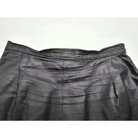 Vtg Genuine Leather Women's Size 11/12 Black Leather Skirt - Picture 7 of 8
